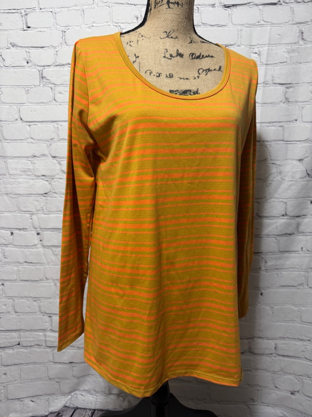 NWOT LuLaRoe Lynnae Women's Striped Scoop Neck Long Sleeve Top longer back